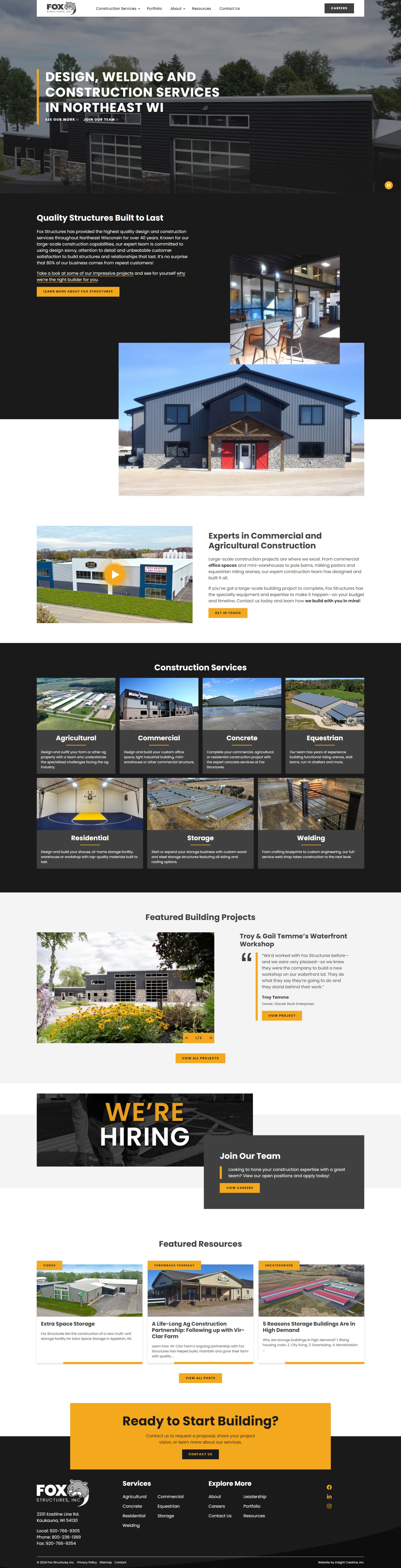 Fox Structures website homepage