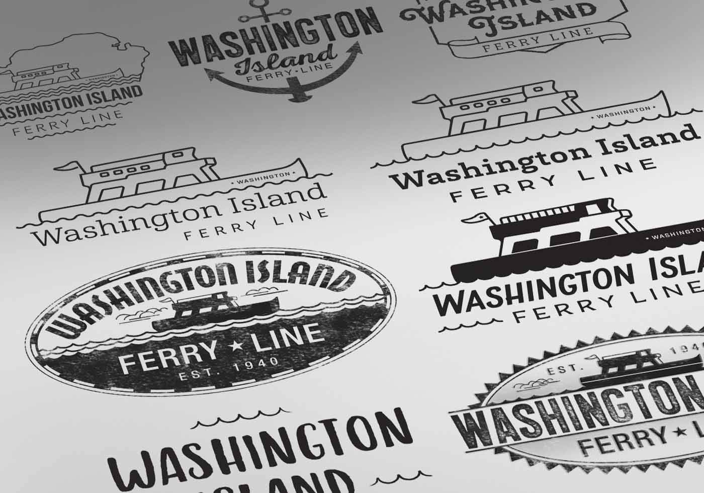 Custom logo design options for Washington Island Ferry Line