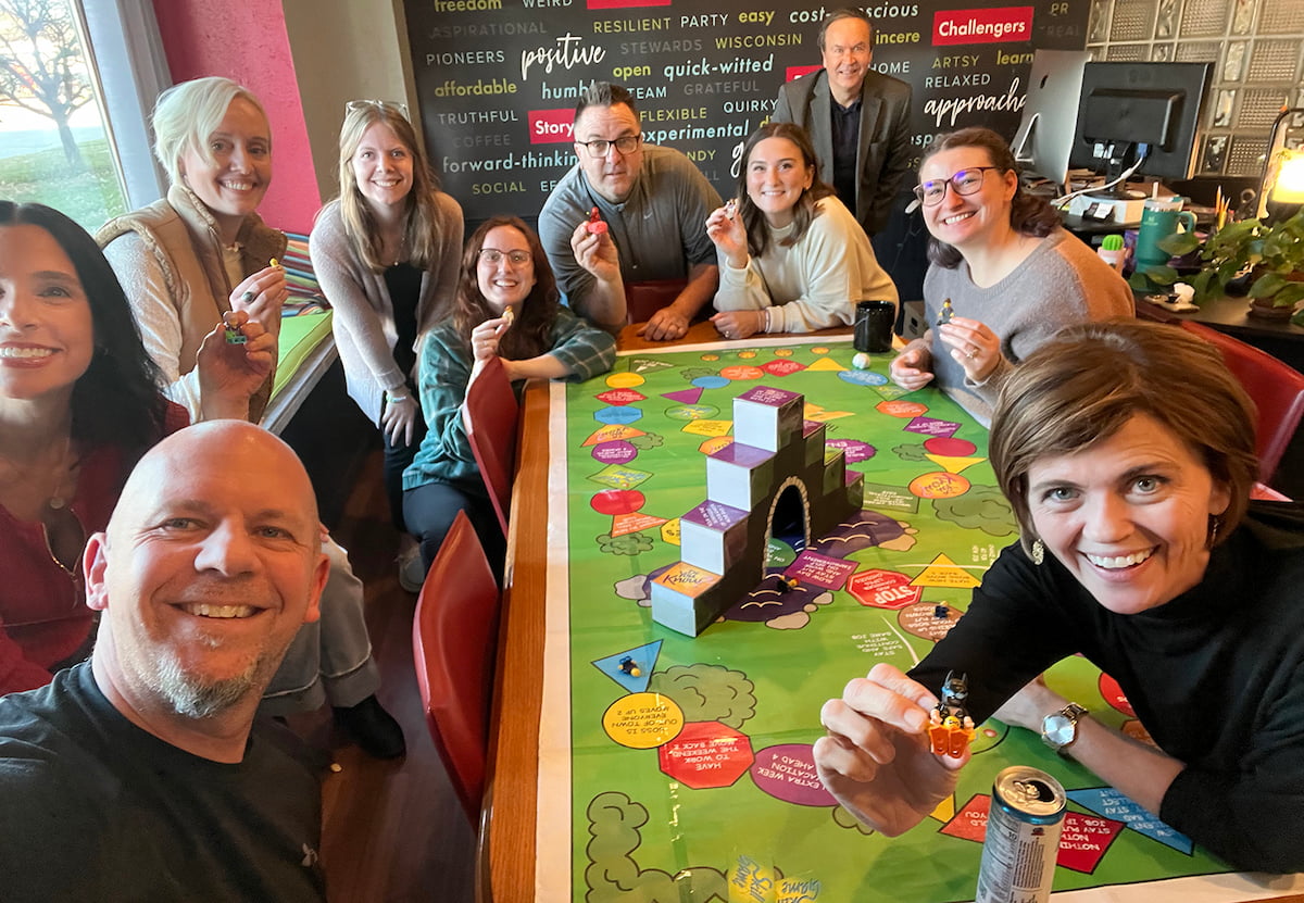 The Insight Creative Team playing the advertising board game