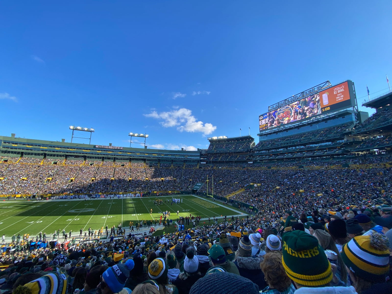 Lambeau field during a Packers game