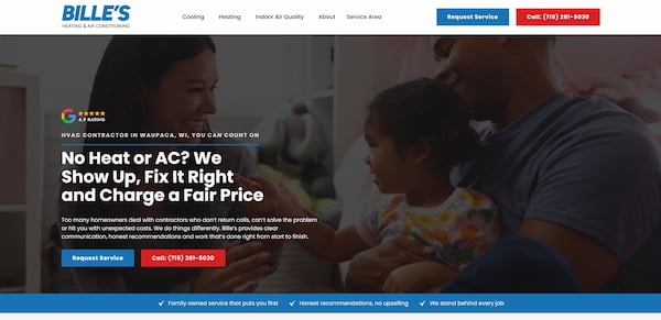 Bille's Heating & Air Conditioning Website Preview