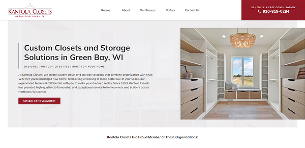 Kantola Closets Website Preview