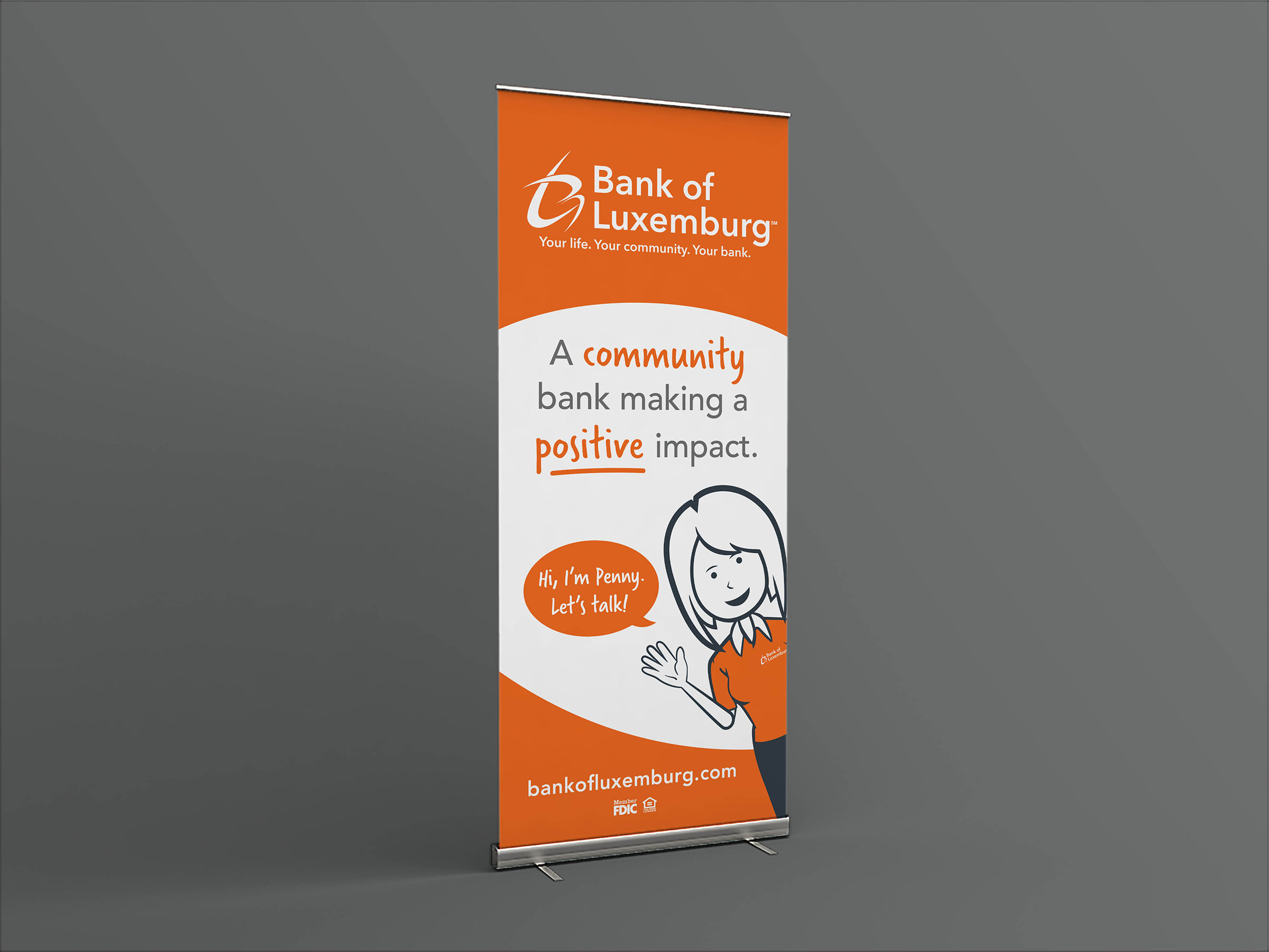 Custom pull-up banner design for Bank of Luxemburg