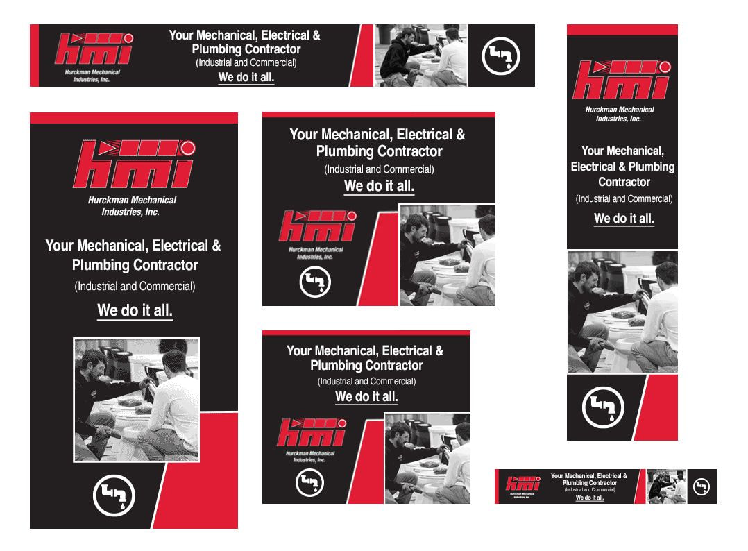 Set of digital ads for Hurckman Mechanical promoting industrial and commercial MEP contracting services.